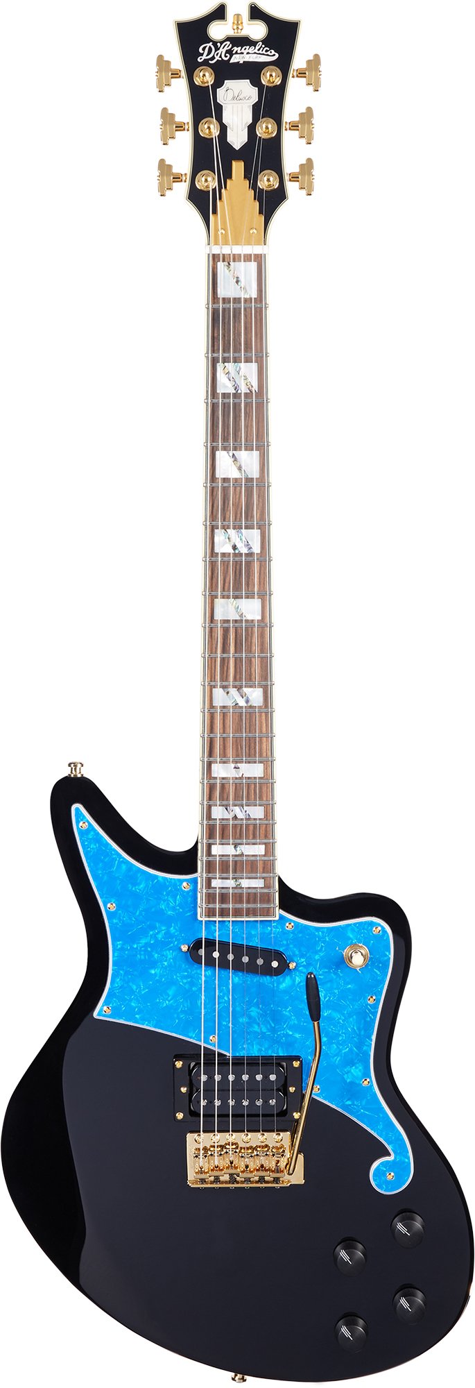 写真：Deluxe Bedford Black with Blue Pearl Pickguard and Tremolo