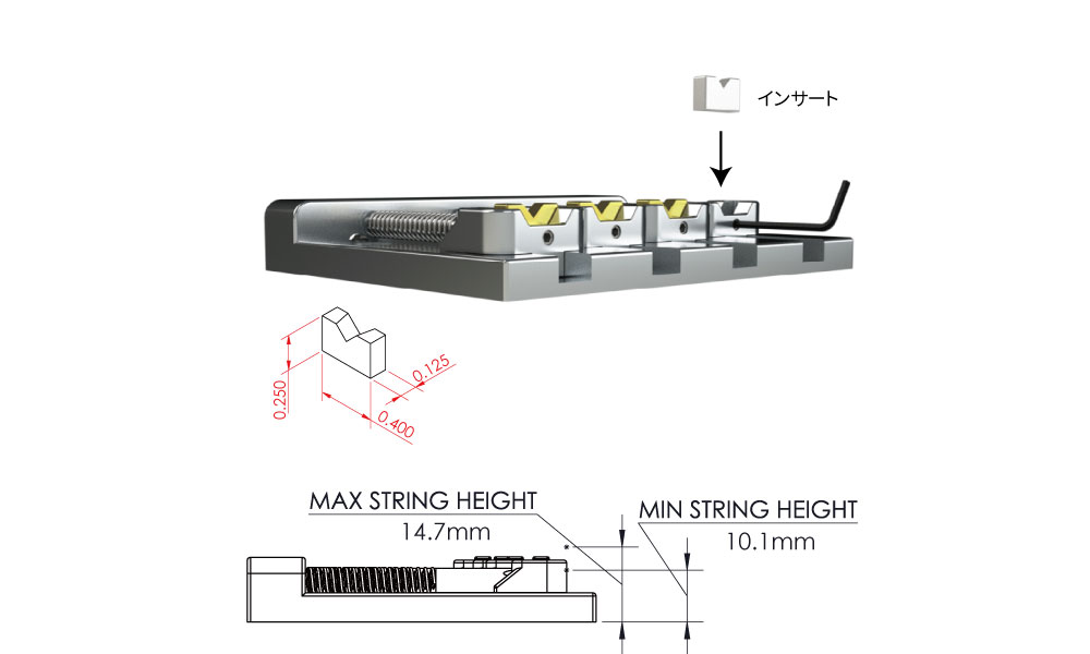 4 String KickAss™ Bass Bridge Chrome | Hipshot | 取扱いブランド